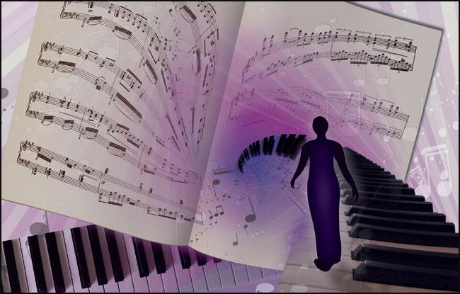 Digital painting - collage - music tunnel road