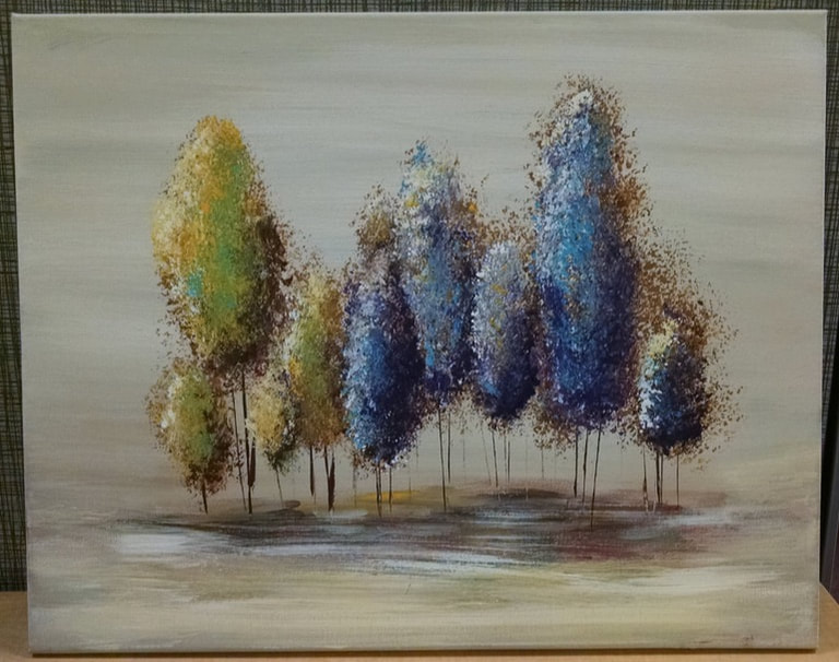 Acrylic painting - colorful trees