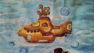 Acrylic painting closeup - Beatles - yellow submarine