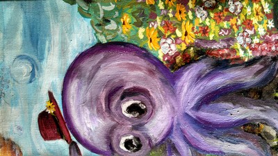 Acrylic painting closeup - Beatles - Octopus's garden