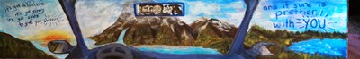 Acrylic painting - closeup - road trip landscape explore adventure
